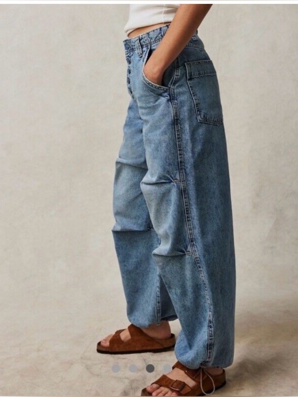 Free People Newbies Jeans Slouchy Baggy Wide Barrel Leg Button Fly Small.